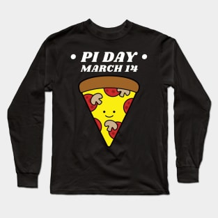 Pi Day March 14 Kawaii Pizza Slice Long Sleeve T-Shirt